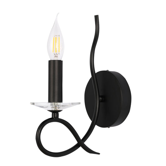 Настенный светильник с белой тканью и черным металлическим корпусом, патрон E14 (Copy)