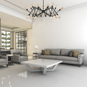 Black hinged rod metal spider chandelier with 24xe27 fitting in indoor setting  living room 158-17589