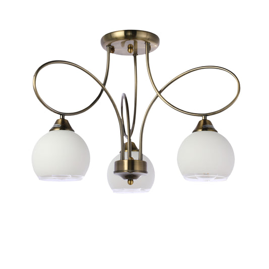 Классическая люстра с текстильными абажурами и изогнутыми рожками, 3 или 5 ламп E27