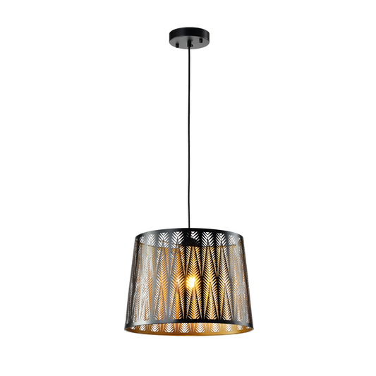 Современная подвесная люстра из белого или чёрного металла с золотыми акцентами, патрон E27, диаметр 300/350 мм, высота 1200 мм