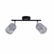 Chrome Honeycomb Black Body Semi Flush Ceiling Light 2Xe14's main image.