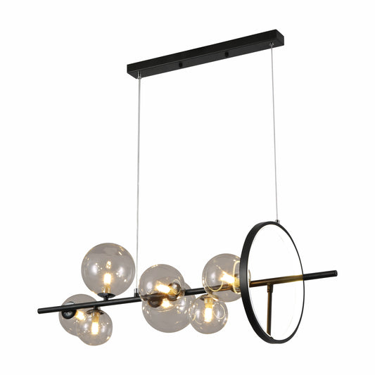 Светильник на потолок с LEDs в виде черного стеклянного глобуса для кухни