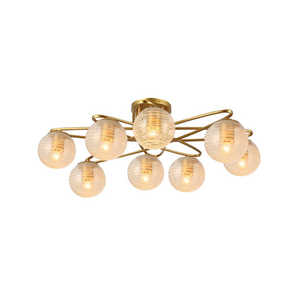 Main image of Gold Ellipse Metal Textured Globe Glass Modern Ceiling Light with E27 Fittings | TEKLED 159-17676