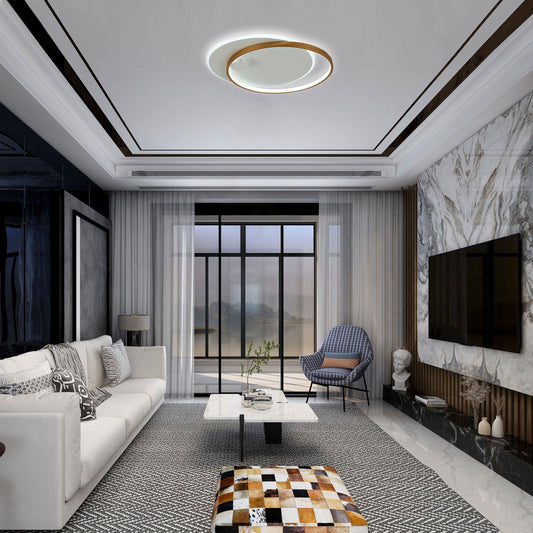 💡 Потолочный светильник FELLINI ROUND D550 — бело-золотой акцент и умная регулировка света