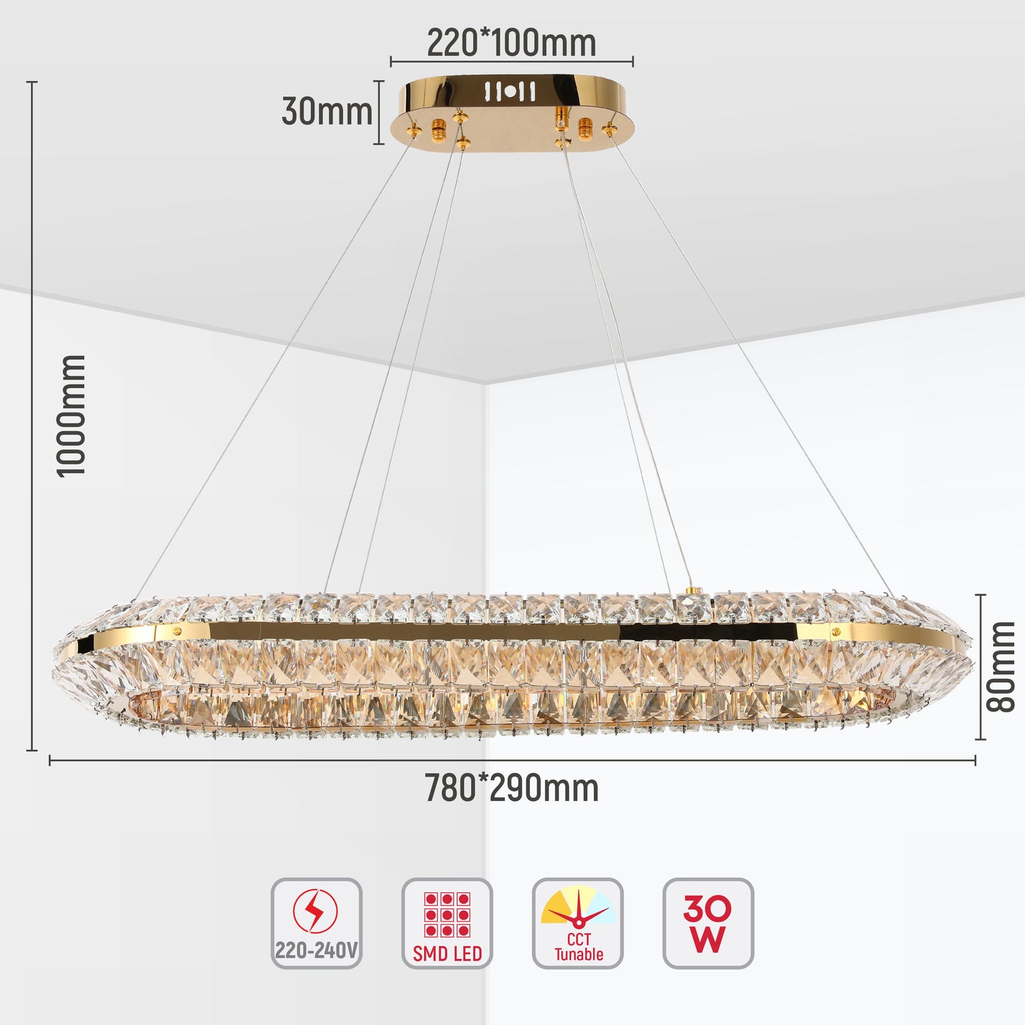 Подвесная люстра Crystal Gold CB242 — сияние в каждой грани