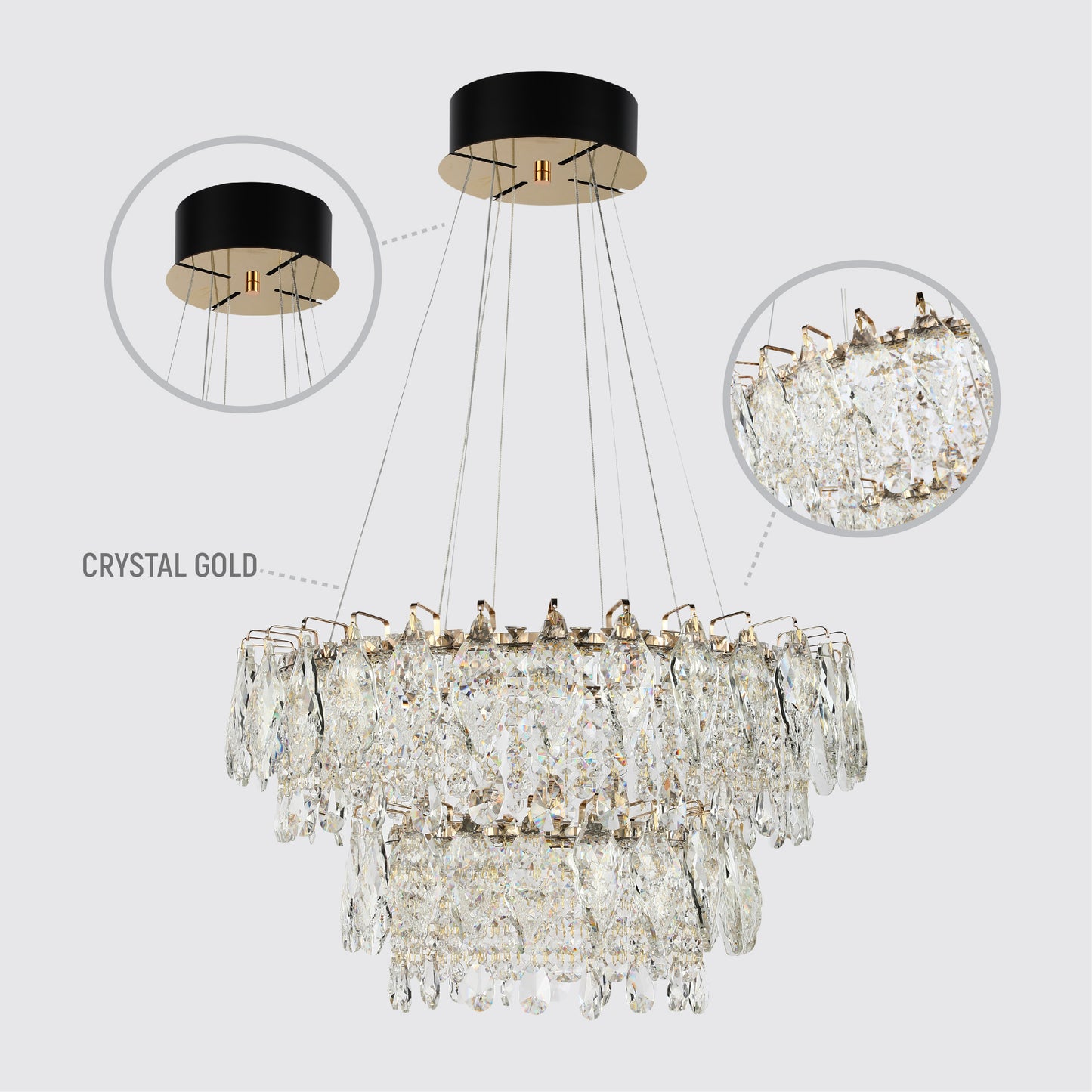 Подвесная люстра Crystal Gold Q8993 — двойное сияние огненности