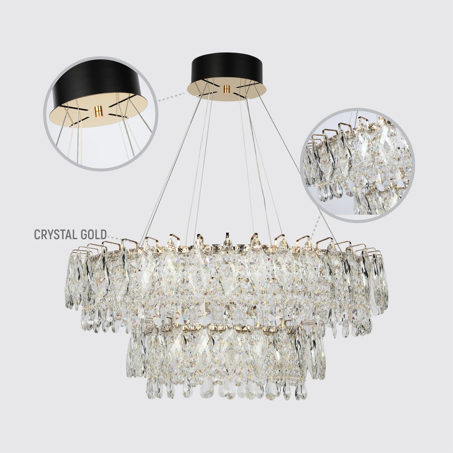Подвесная люстра Crystal Gold Q8993 — двойное сияние огненности