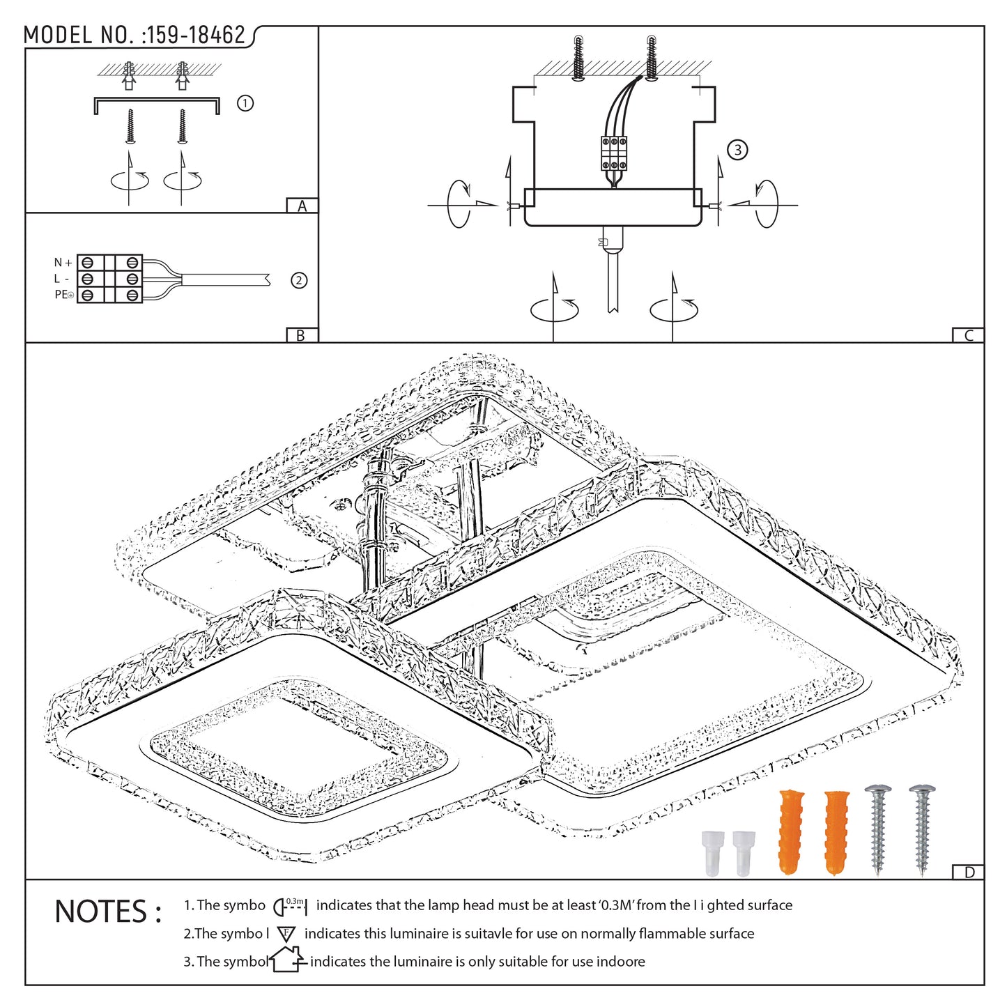 Потолочная светодиодная люстра BS07xx (BS0717 / BS0719 / BS0721 / BS0728) – Хром, 3CCT