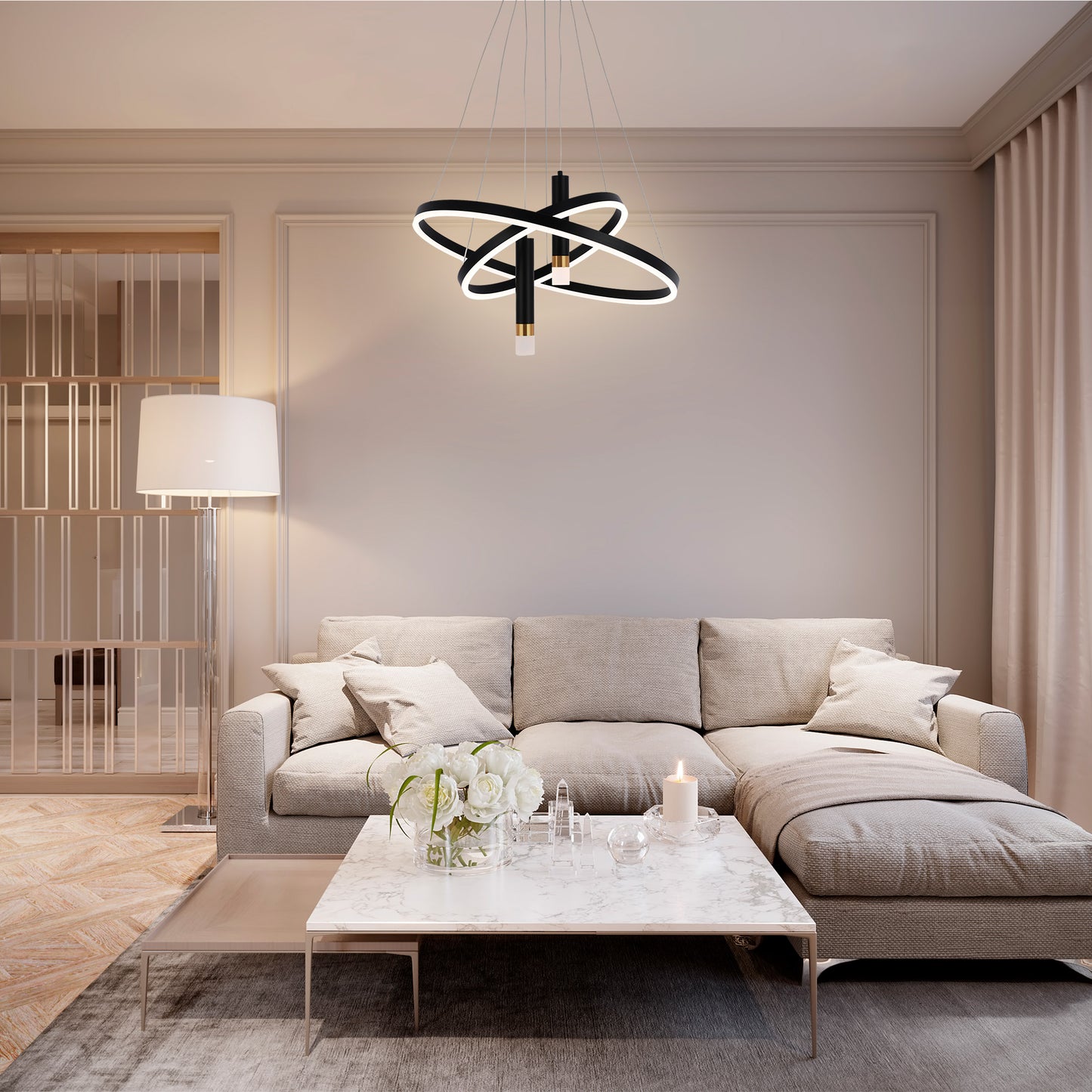 Современная подвесная люстра BS0754 — чёрный, 40W, 3CCT