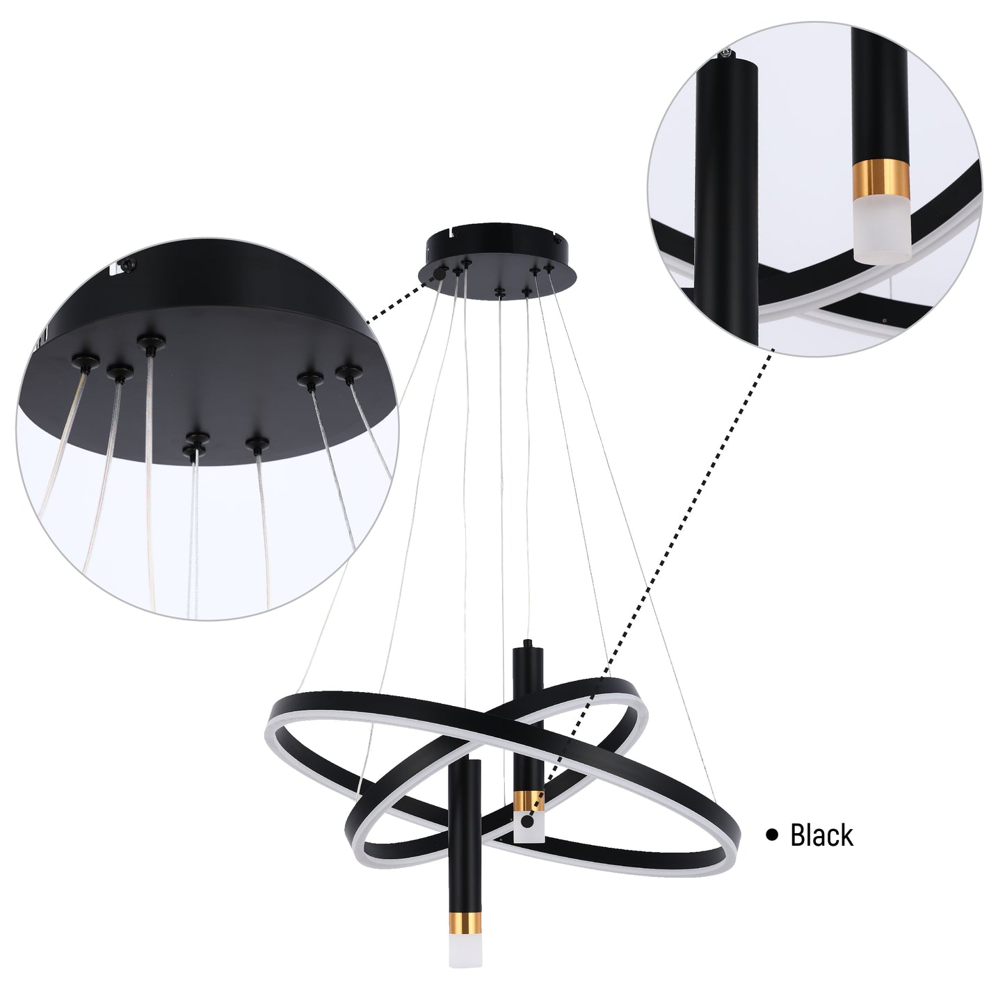 Современная подвесная люстра BS0754 — чёрный, 40W, 3CCT