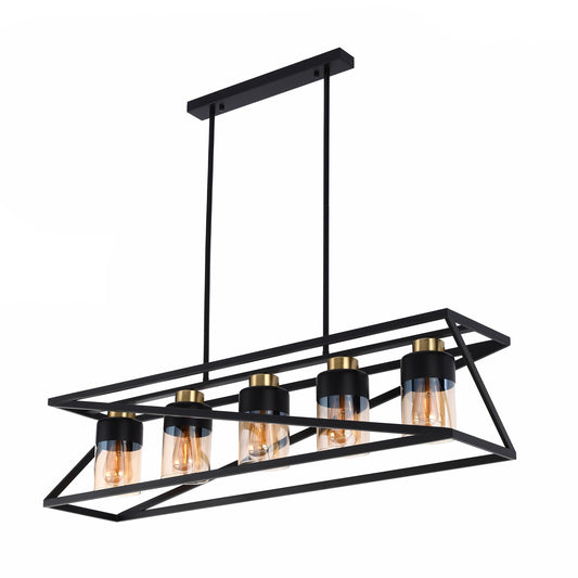 Geometric Black and Gold 3-Light/5-Light Pendant Ceiling Light