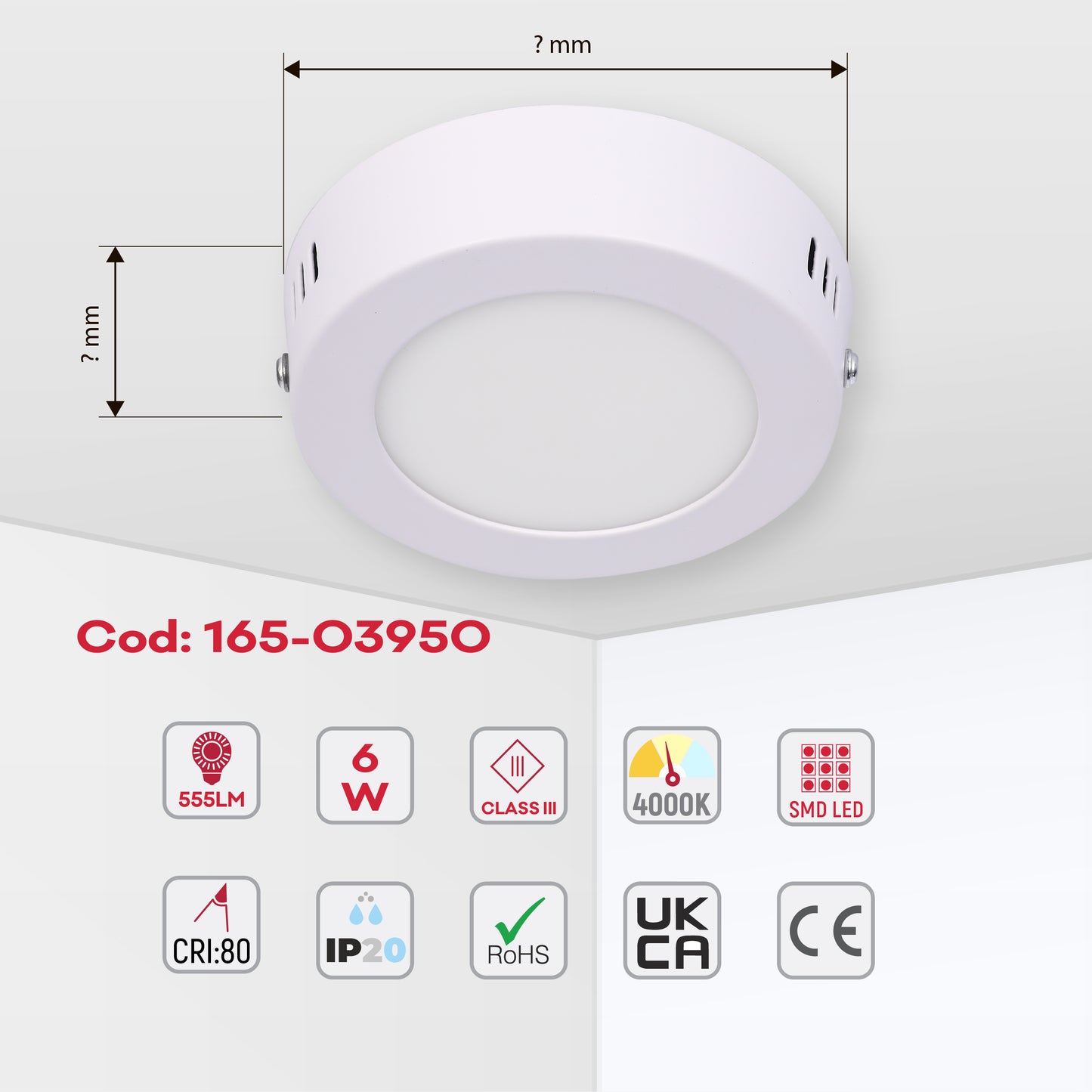 Современный светильник LED-панель круглая — 6Вт / 12Вт / 18Вт, S/U, 4000К / 6000К