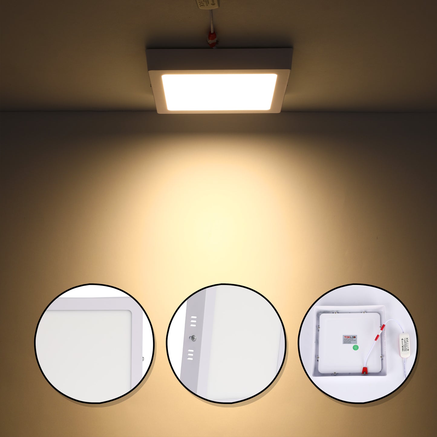 Современный светильник LED-панель квадратная — 6Вт / 18Вт / 24Вт, S/U, 4000К / 6000К
