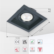 Современный встраиваемый светильник Downlight LED RS-2112C-1 — GU10, MAX 35W, Cut-Out 100x100 мм,