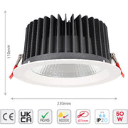 Современный встраиваемый светильник Downlight LED — белый, 50W, 6000K