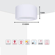 Современный светильник&nbsp; MIRA, накладной LED Downlight, 10W / 20W / 30W, 3CCT (4000K / 6000K), белый / чёрный, металлический корпус
