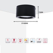 Современный светильник&nbsp; MIRA, накладной LED Downlight, 10W / 20W / 30W, 3CCT (4000K / 6000K), белый / чёрный, металлический корпус