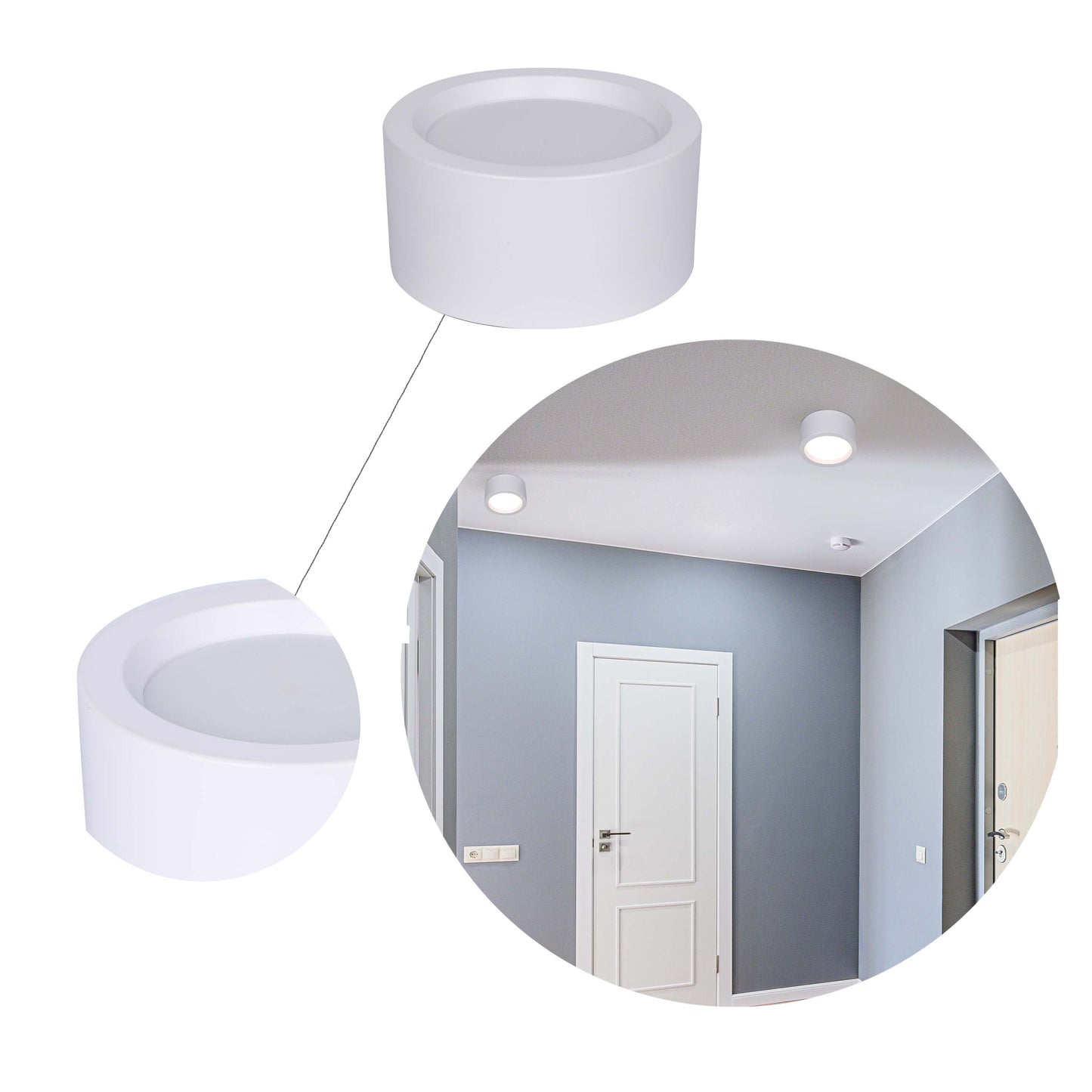 Современный светильник&nbsp; MIRA, накладной LED Downlight, 10W / 20W / 30W, 3CCT (4000K / 6000K), белый / чёрный, металлический корпус