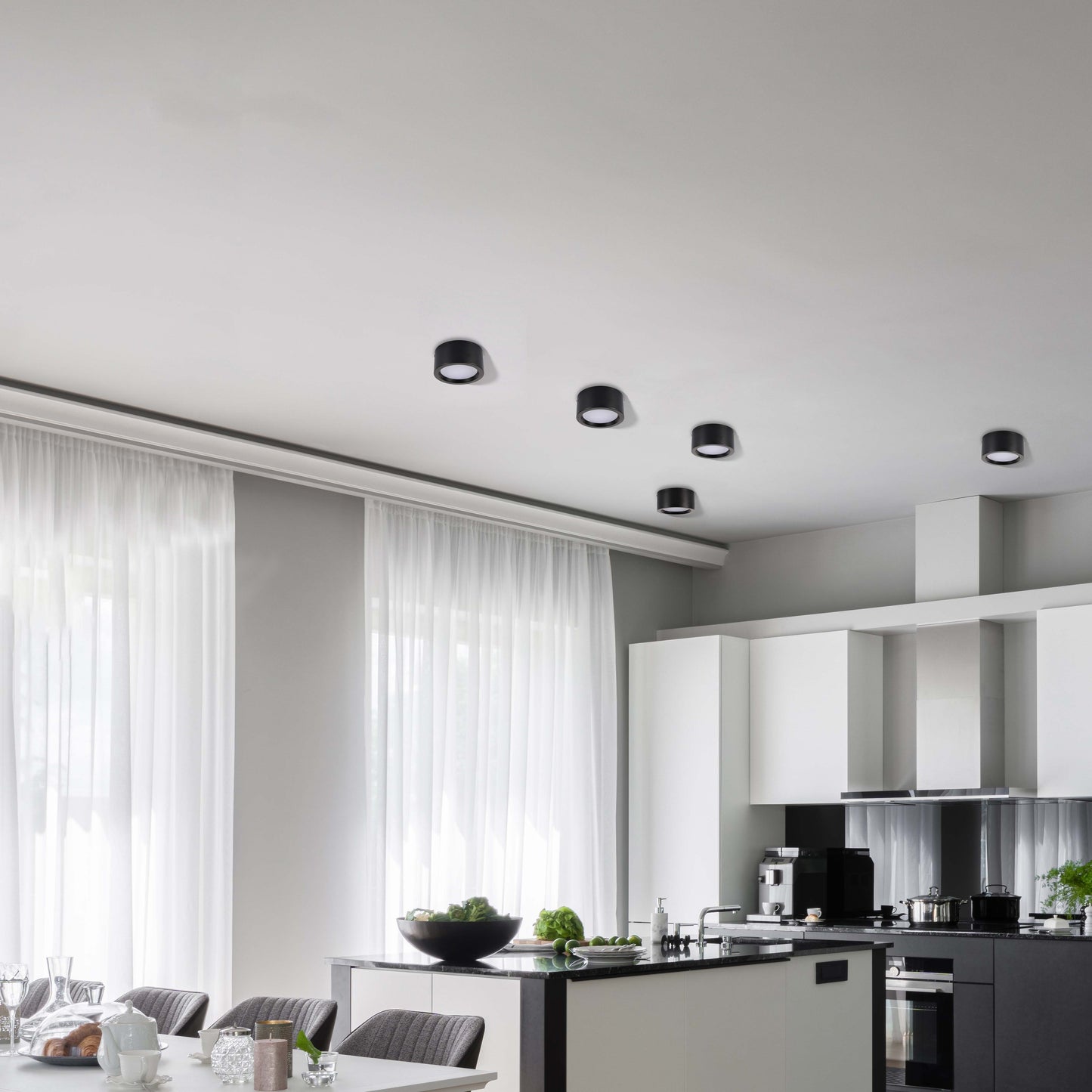 Современный светильник&nbsp; MIRA, накладной LED Downlight, 10W / 20W / 30W, 3CCT (4000K / 6000K), белый / чёрный, металлический корпус