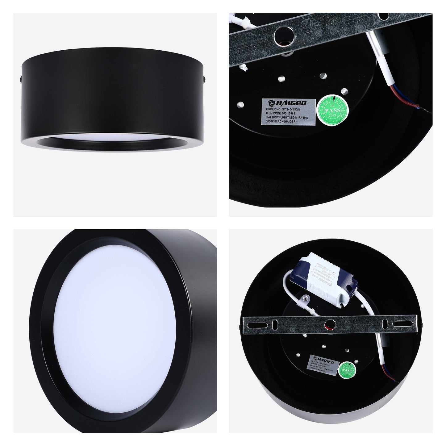 Современный светильник&nbsp; MIRA, накладной LED Downlight, 10W / 20W / 30W, 3CCT (4000K / 6000K), белый / чёрный, металлический корпус