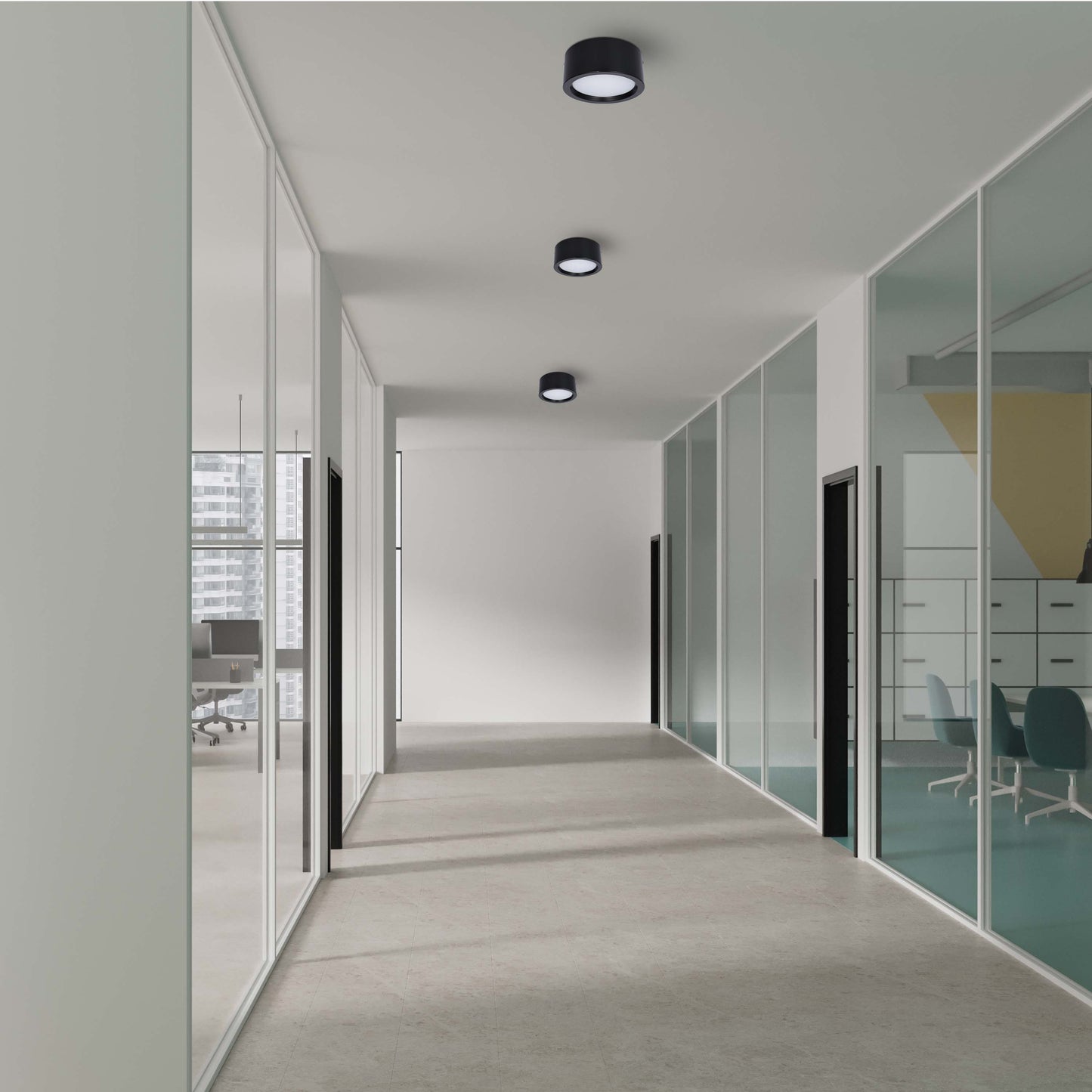 Современный светильник&nbsp; MIRA, накладной LED Downlight, 10W / 20W / 30W, 3CCT (4000K / 6000K), белый / чёрный, металлический корпус