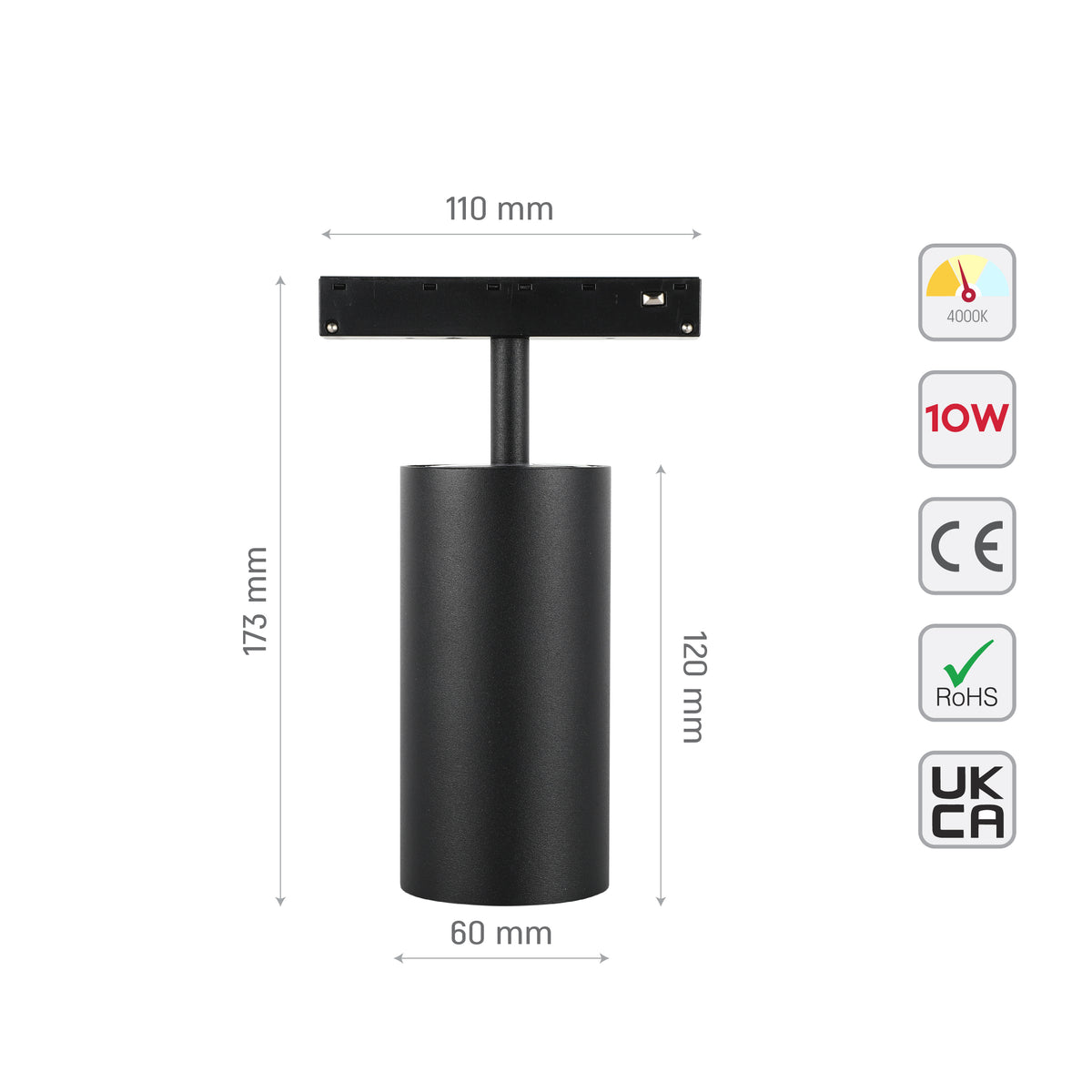 Светильник LED Magnetic ROLL-01 10W 48V 4000K ЧЕРНЫЙ ТРЕК (TEKLED)