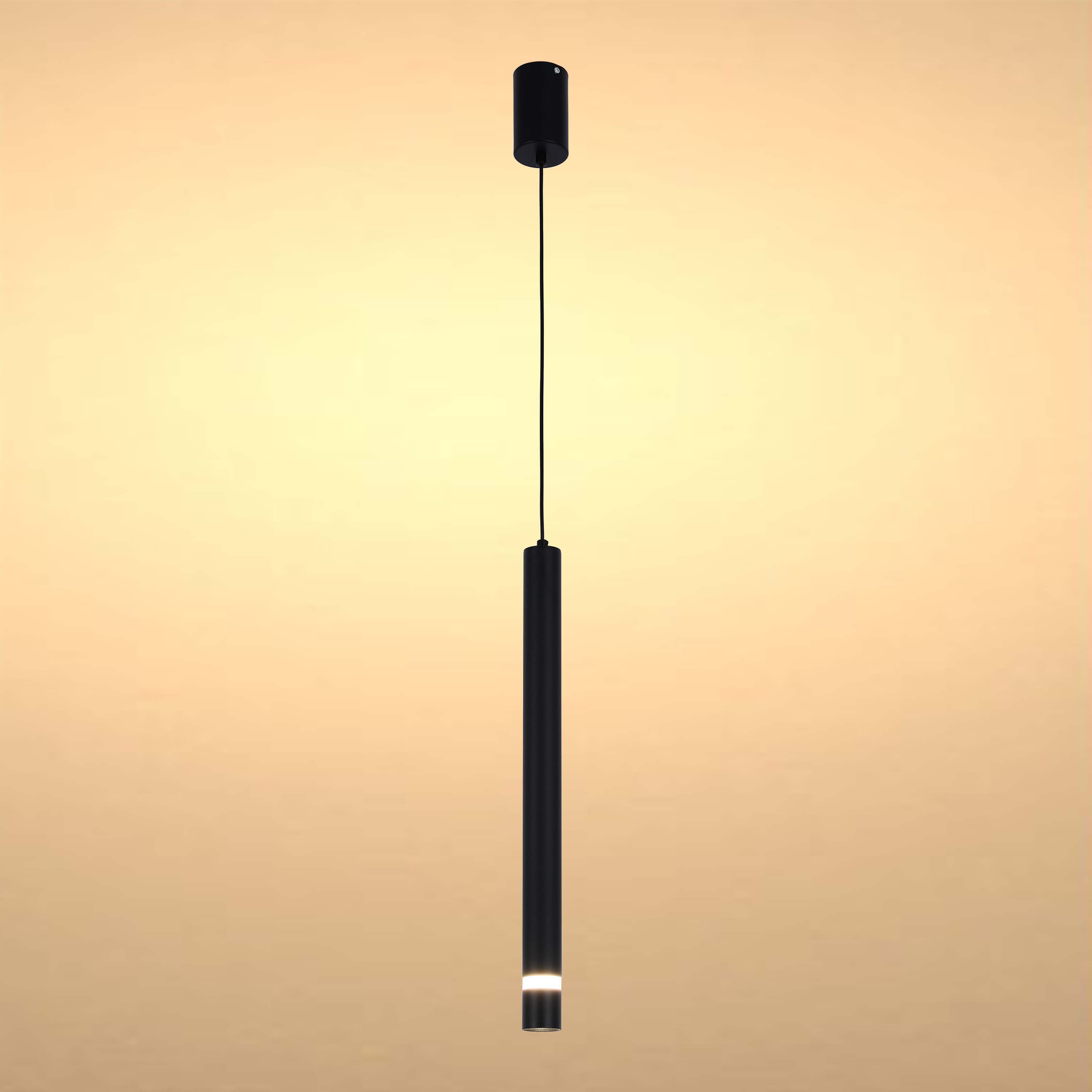 Cylindrical Long Tube Acrylic Shade Suspension Light Single Head Hanging Integrated LED Modern Cylinder Pendant Ceiling Light Suspended Downlight