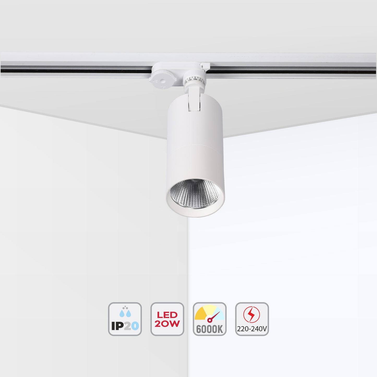 Современный трековый светильник LED LS-012-75 (10W / 20W / 30W, 4000K / 6000K, белый / чёрный)