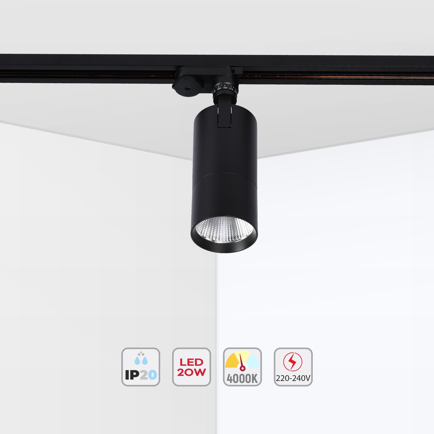 Современный трековый светильник LED LS-012-75 (10W / 20W / 30W, 4000K / 6000K, белый / чёрный)