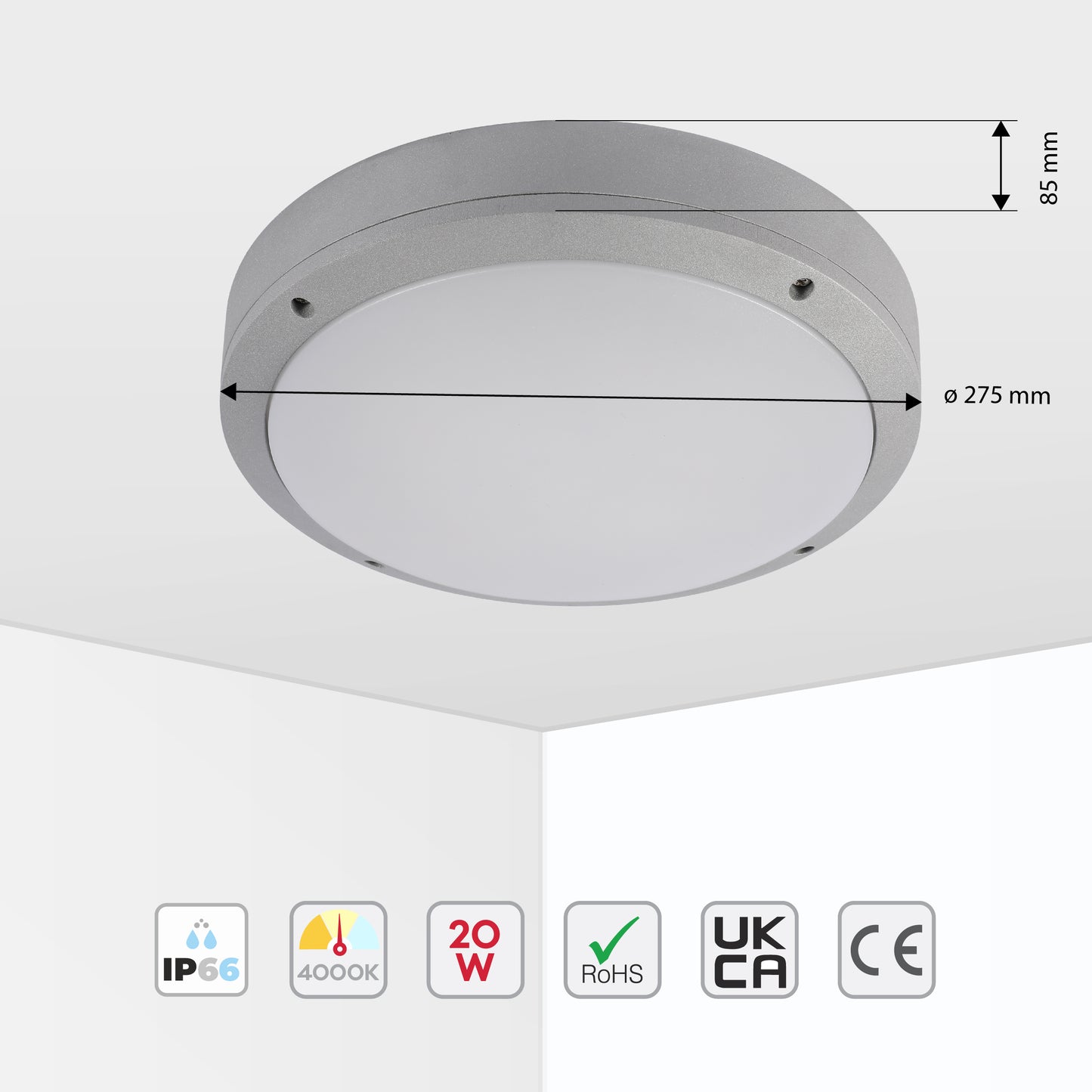 Уличный светильник LED FD023-1 ECO (20W, 4000K, Silver Grey, IP65)