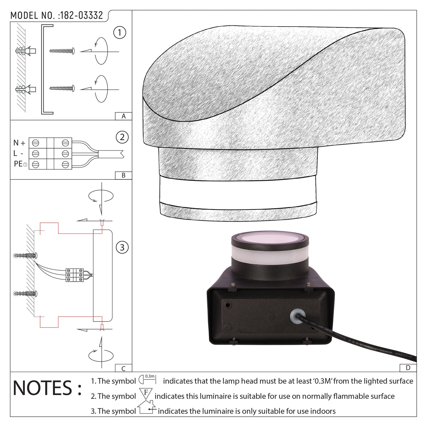 Настенный светильник LED B2285 (7W / 7W×2, чёрный, 4000K)