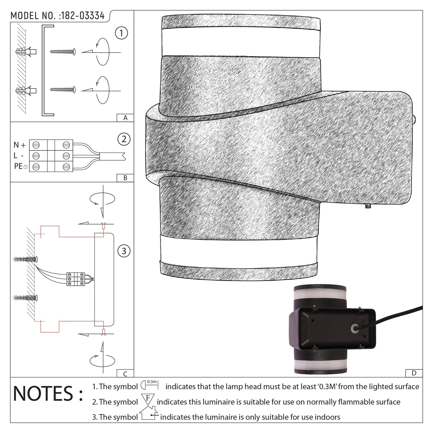Настенный светильник LED B2285 (7W / 7W×2, чёрный, 4000K)