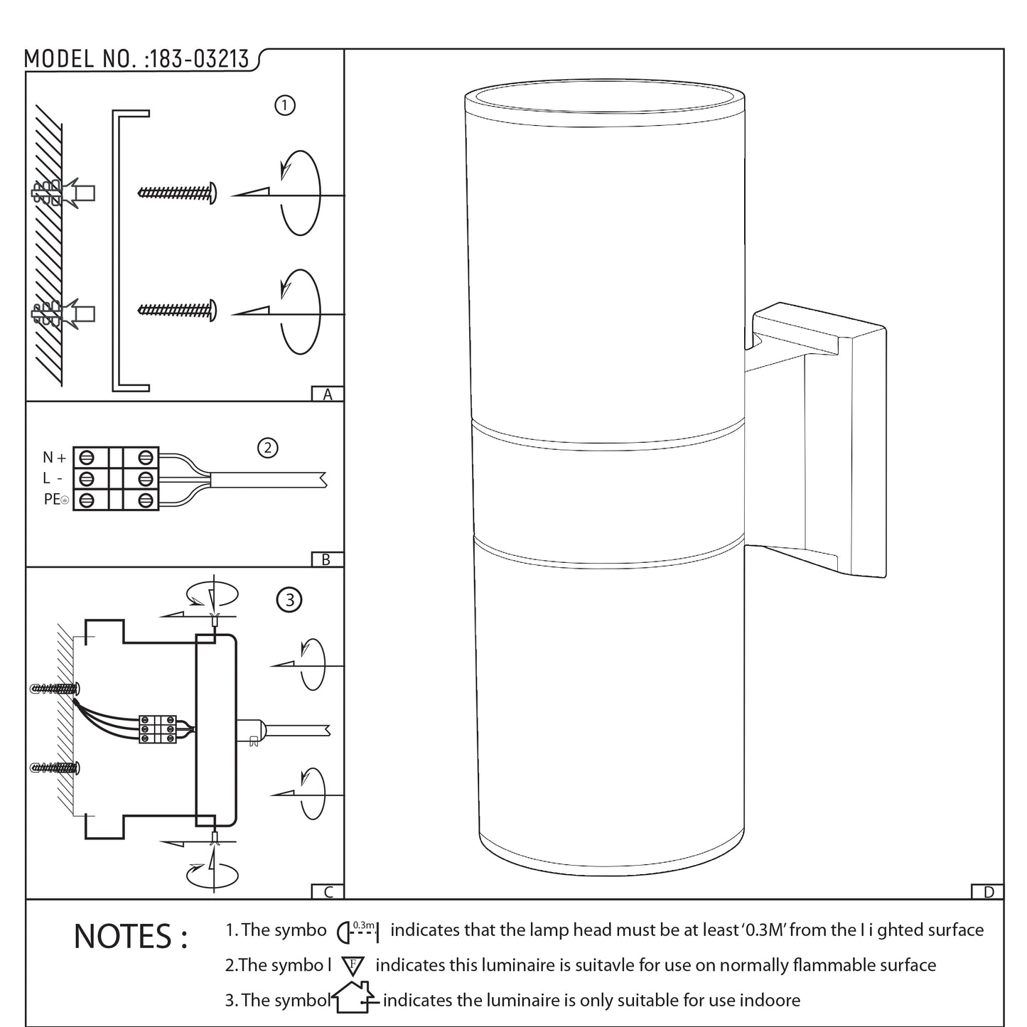 Настенный светильник LED B250-1 ECO (1×20W / 2×20W, COB, серый, 3000K / 4000K, IP54)