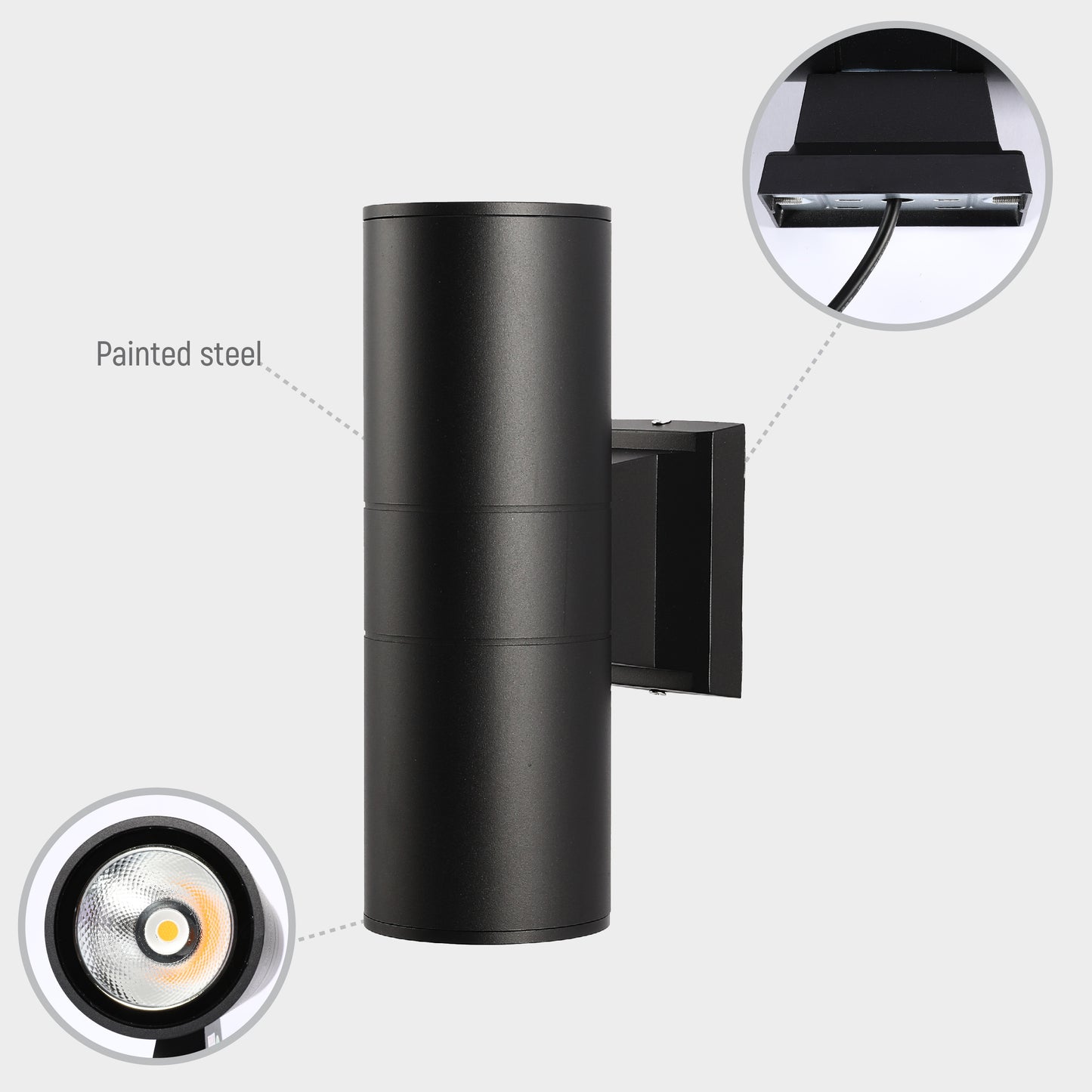 Настенный светильник LED ECO B2152 (2×10W, COB, чёрный, 3000K)