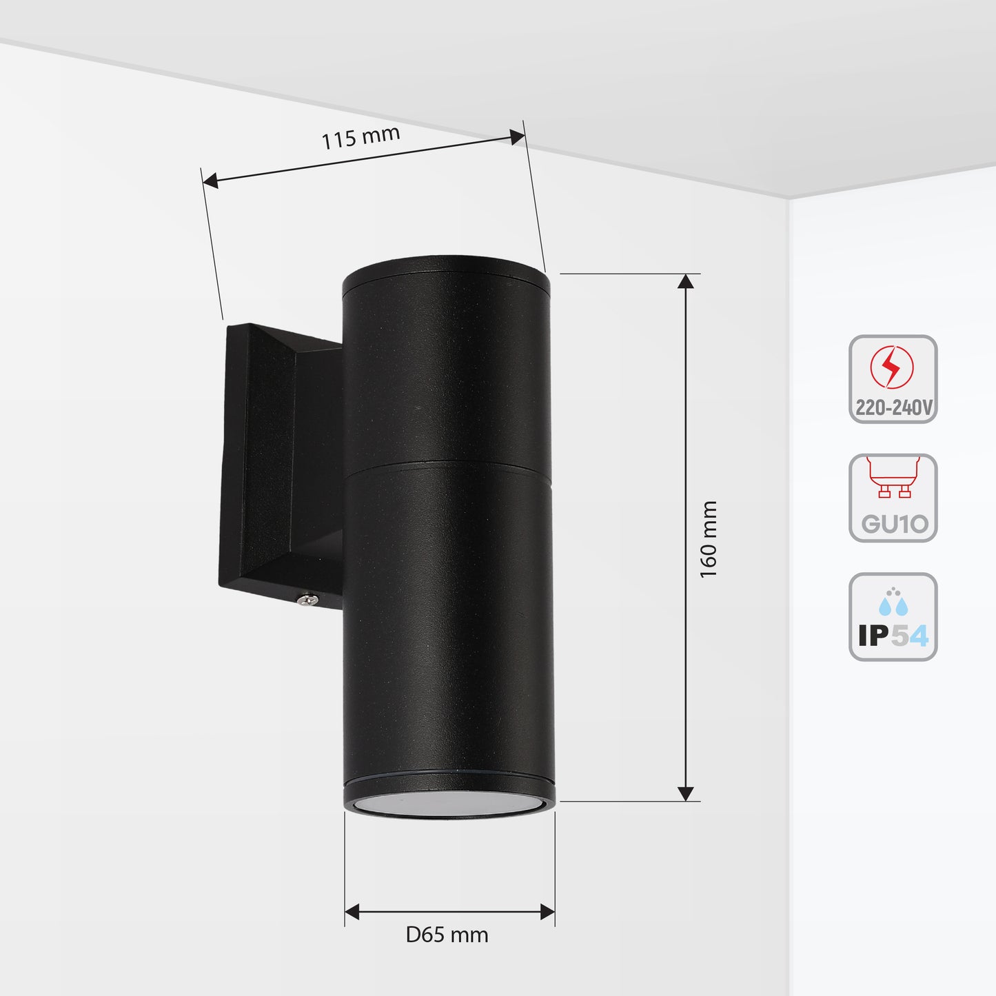 Настенный светильник LED 318G ECO (1×GU10, чёрный, IP54)