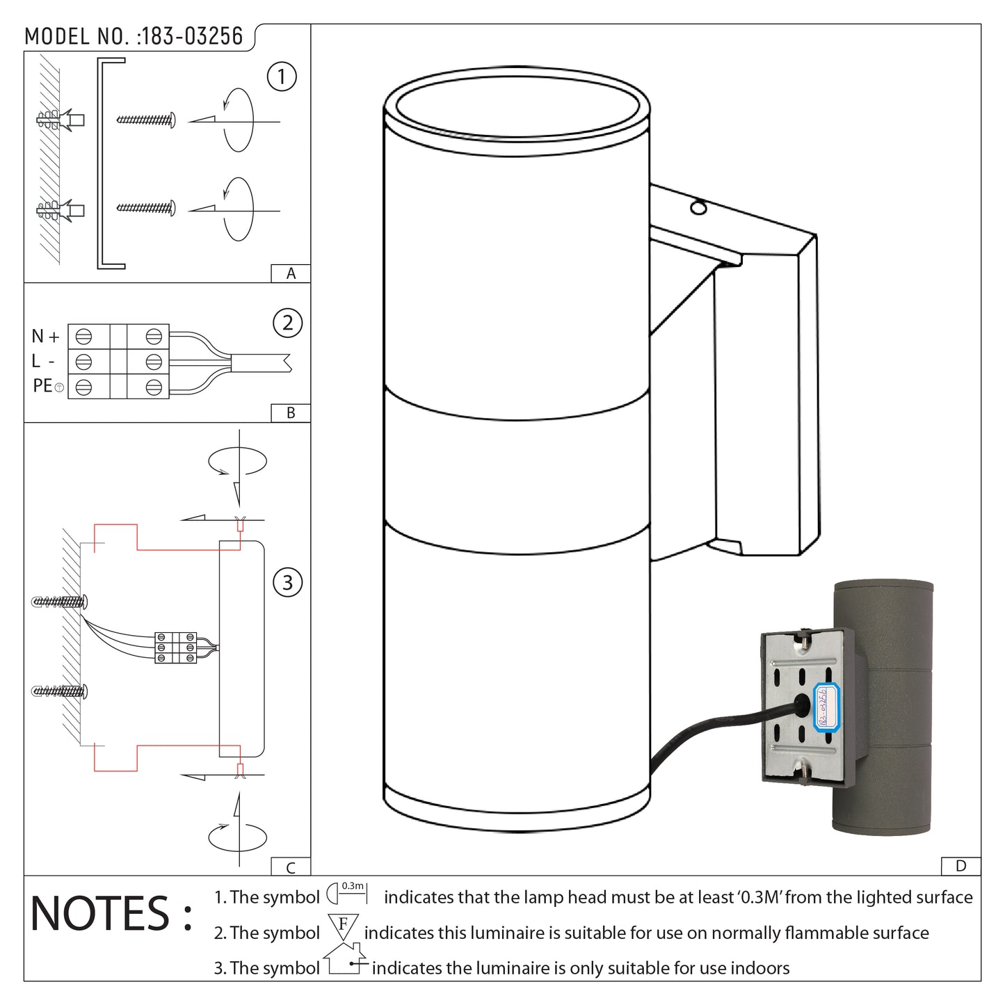 Настенный светильник LED 312G (2×GU10, тёмно-серый, IP54)