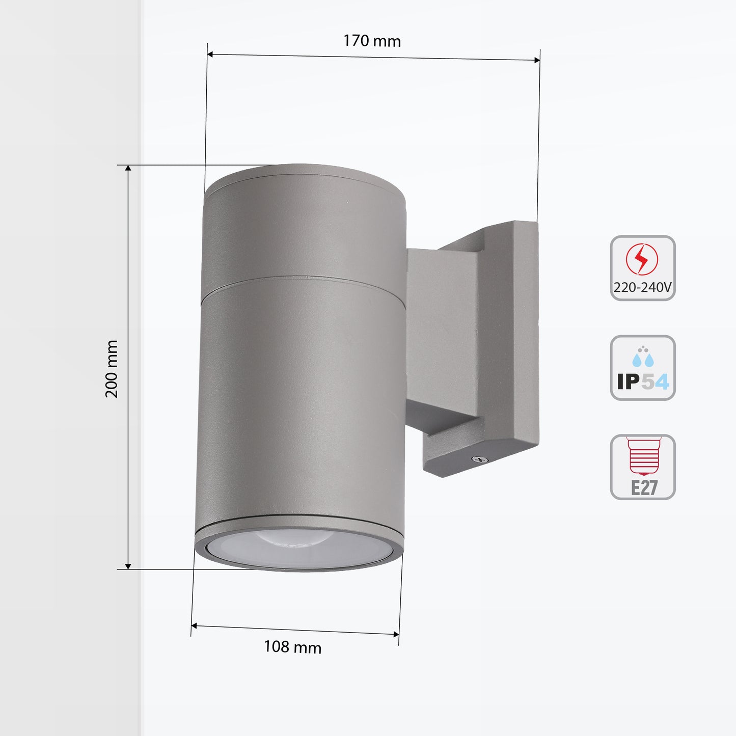 Настенный светильник LED 311S ECO (1×E27 / 2×E27, серебристо-серый, IP54)