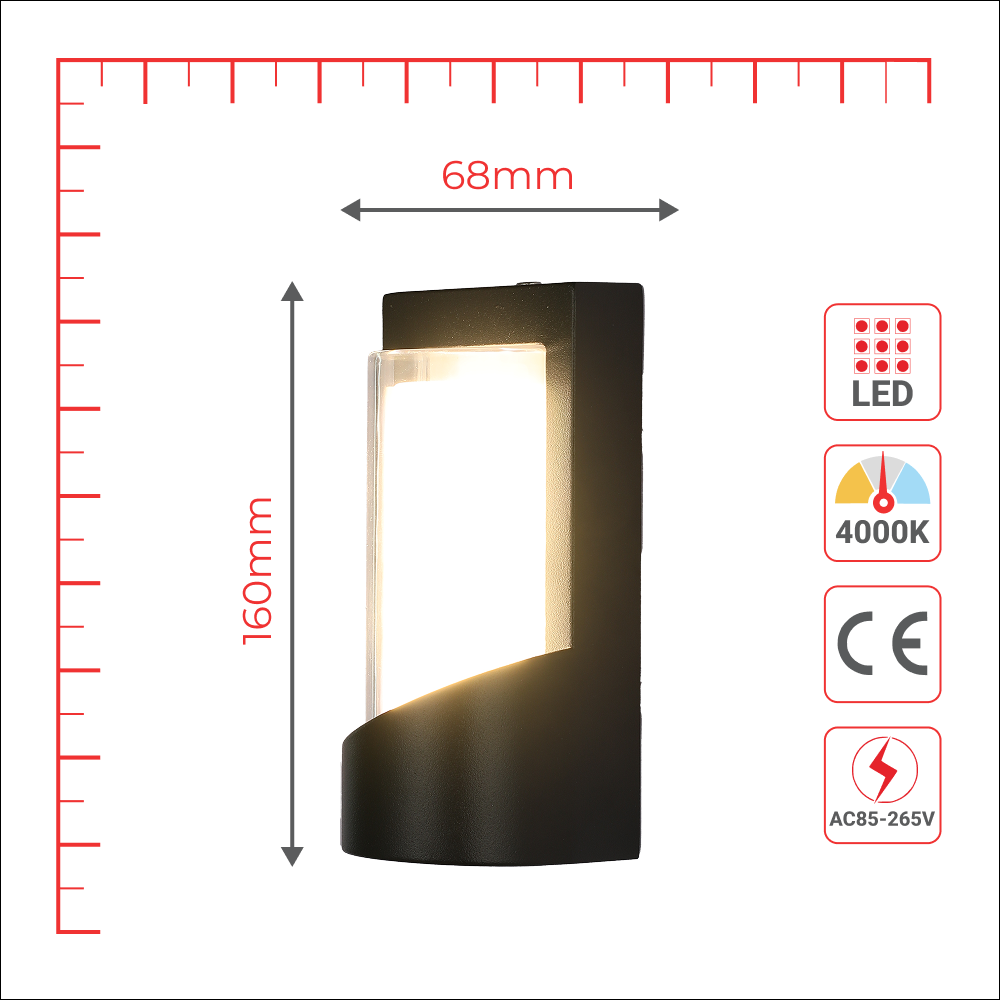 Светильник SMD 9001A 7W BLACK 3000K (TEKLED)