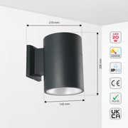 Уличный светильник LED 20W (чёрный, 3000K, IP65)