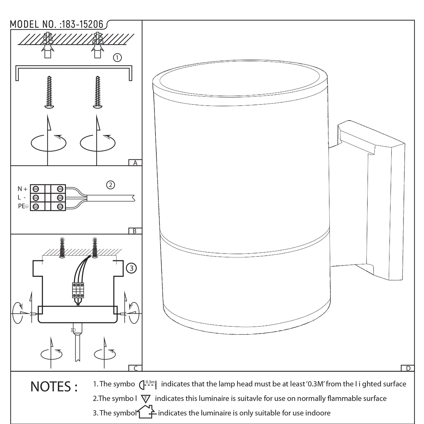 Уличный светильник LED 20W (чёрный, 3000K, IP65)