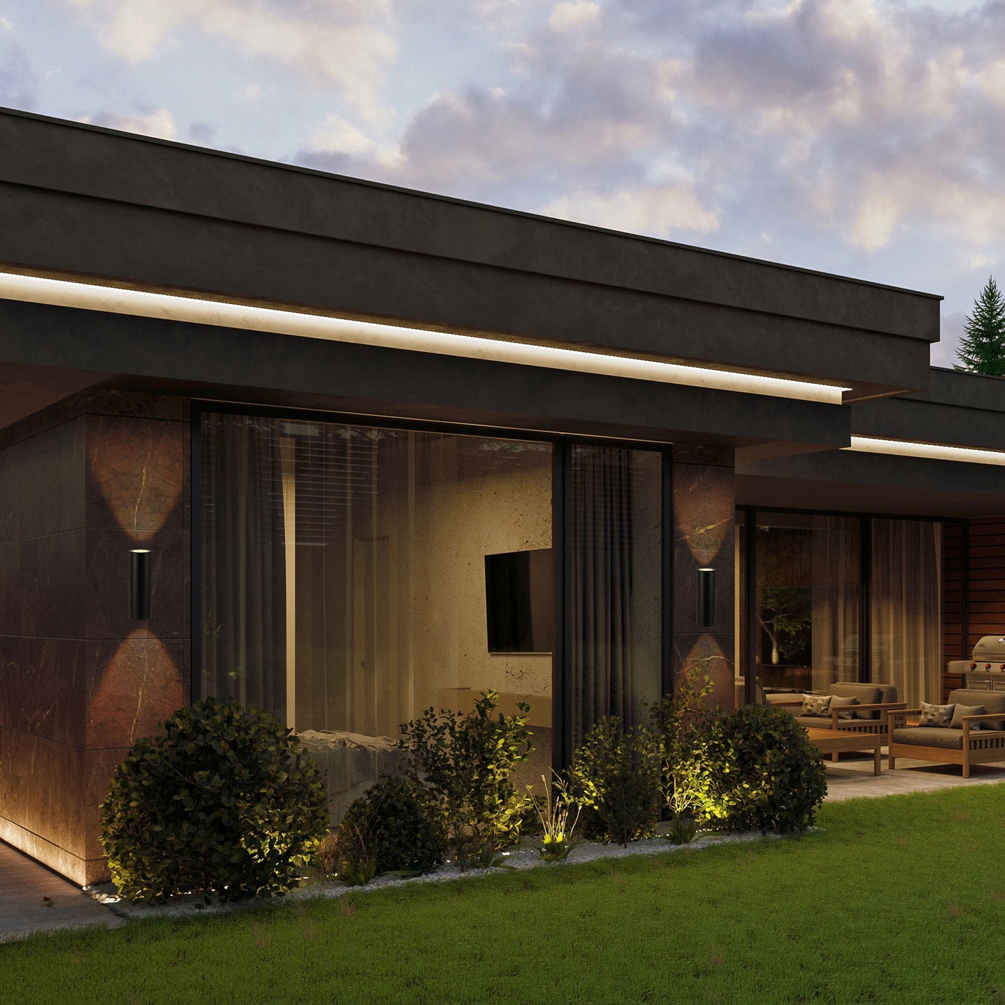 Уличный светильник COB LED 2×10W (чёрный, IP54)