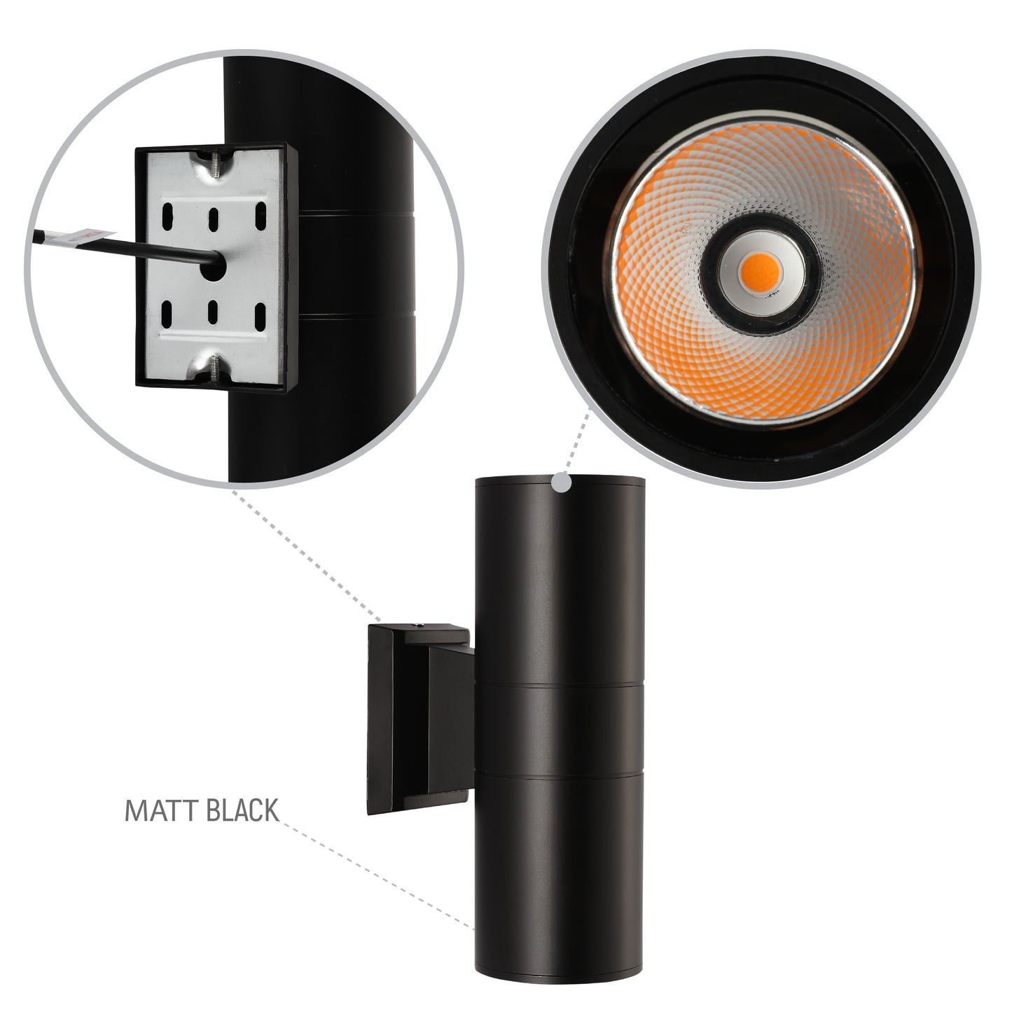 Настенный светильник LED (IP54, 3000K, чёрный)