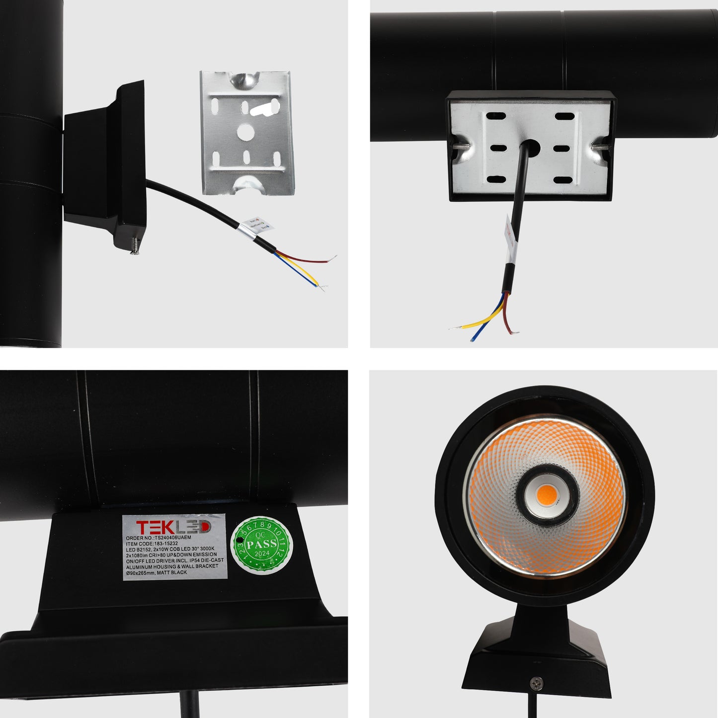 Настенный светильник LED (IP54, 3000K, чёрный)