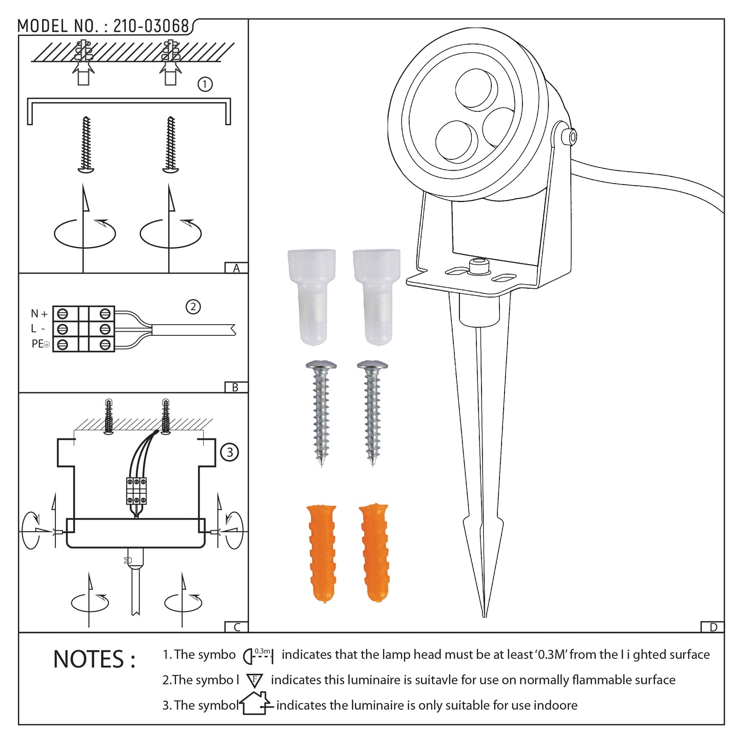 Парковый LED Светильник R7300-SPIKE (IP65)