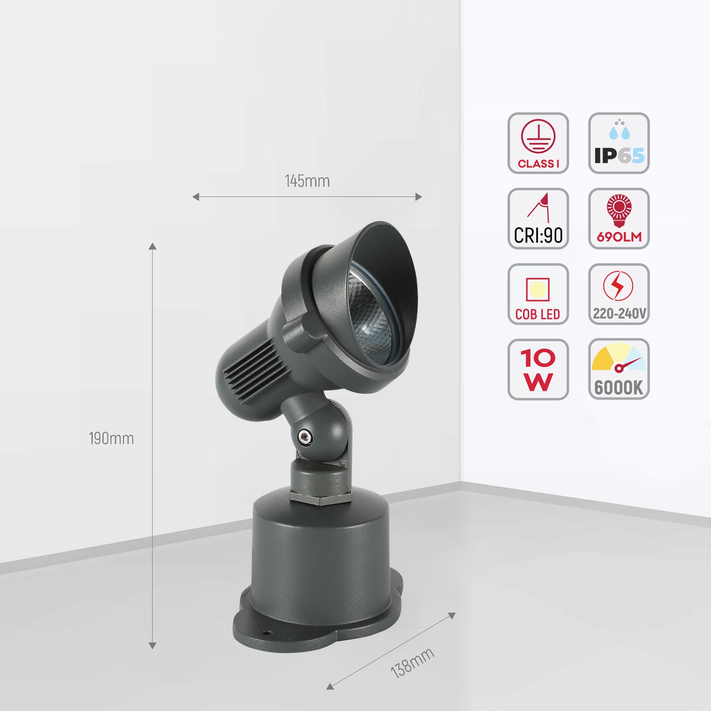 Парковый Прожектор GA010-SPIKE (Серый, IP65)