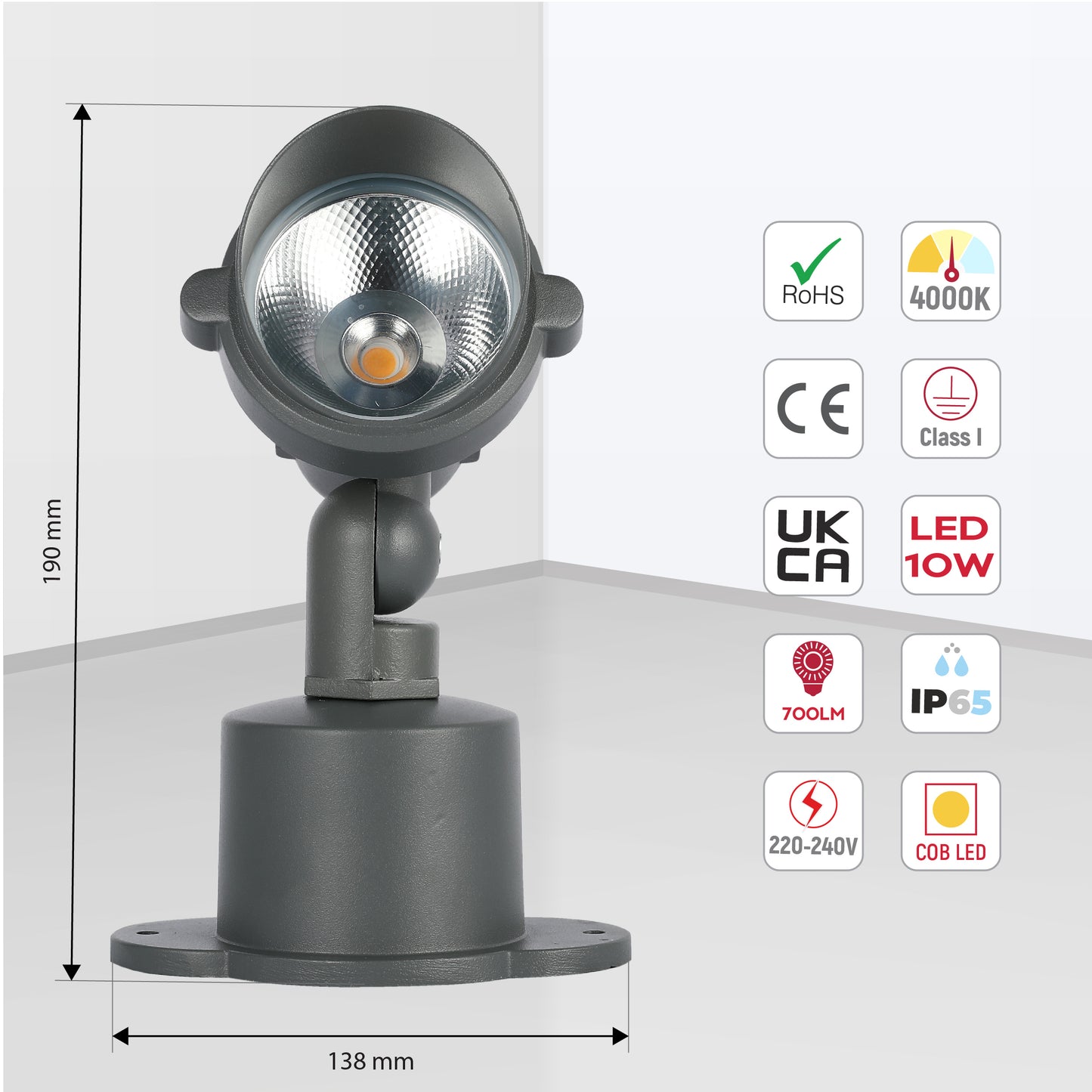 Парковый Прожектор GA010-SPIKE (Серый, IP65)