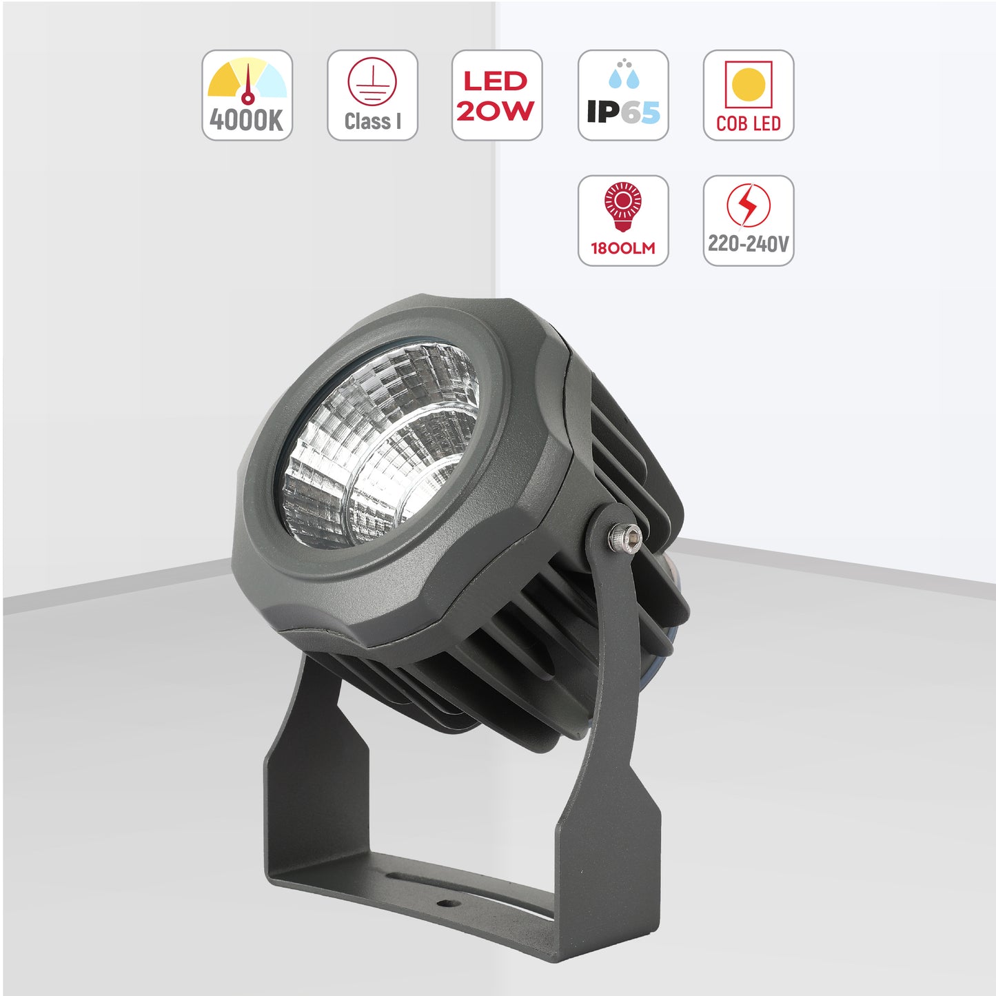 LED Прожектор LQ COB (Серый, IP65)