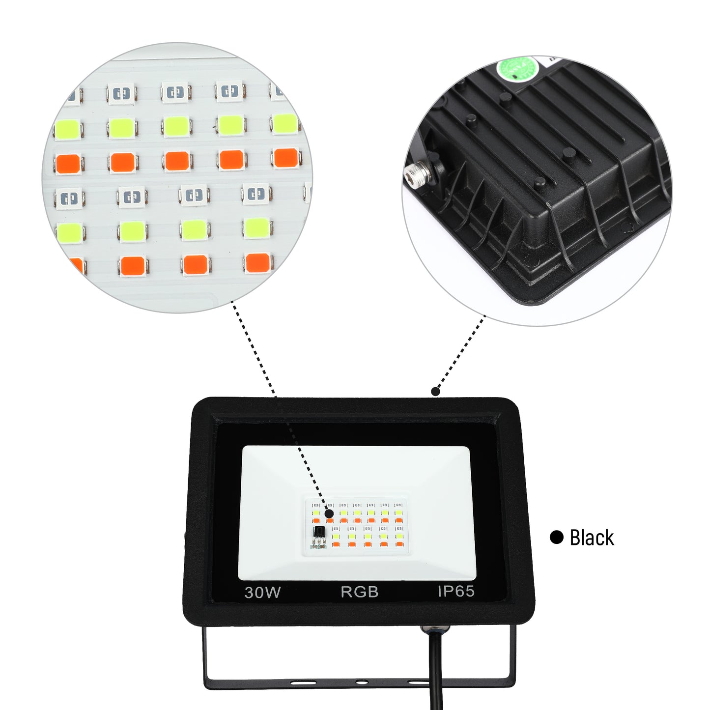 Прожектор LED DOB RGB (30W/50W, Black, IP65)