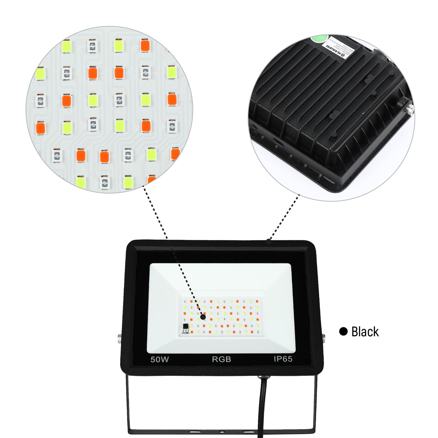Прожектор LED DOB RGB (30W/50W, Black, IP65)