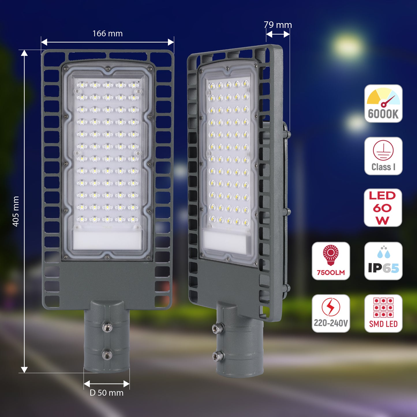 Уличный LED Светильник RKU FF 3030 (Серый, 6000K)